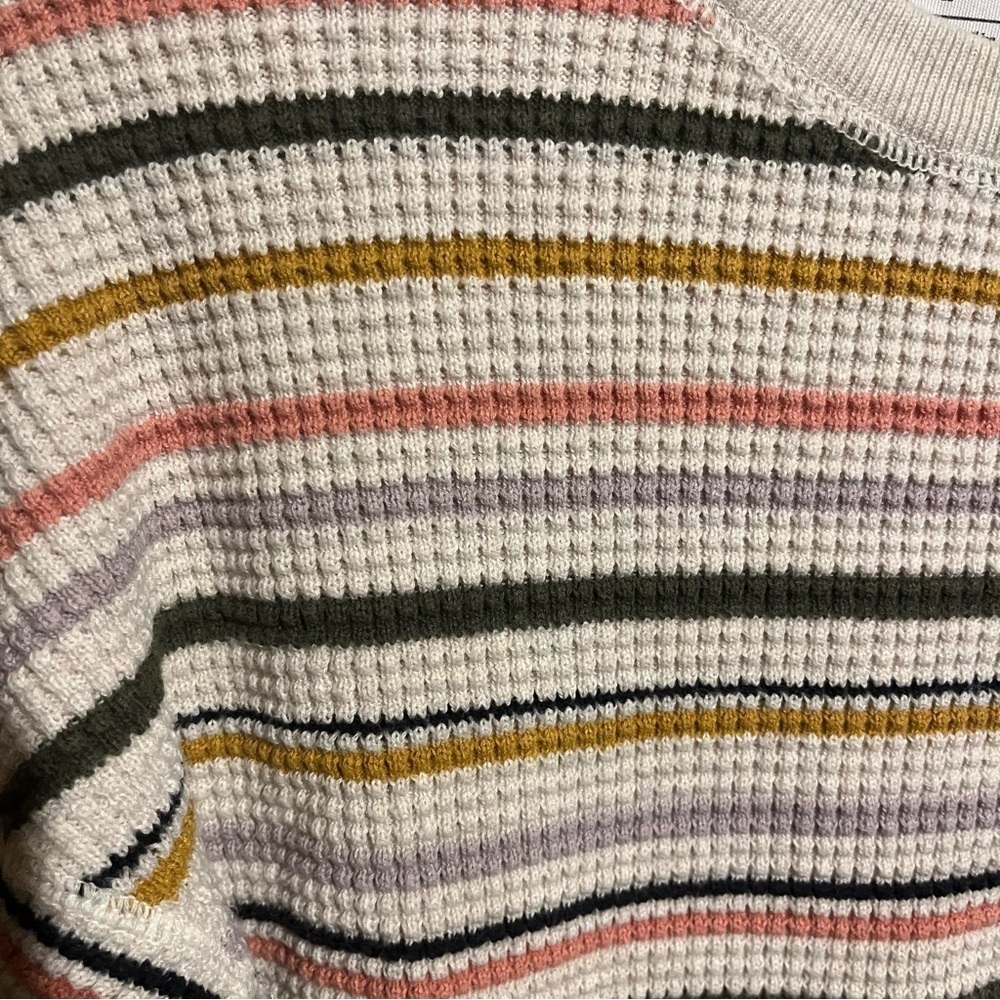 REI Co-op Wallace Lake Waffle Sweater Womens Small Striped Thermal Knit - Picture 2 of 8